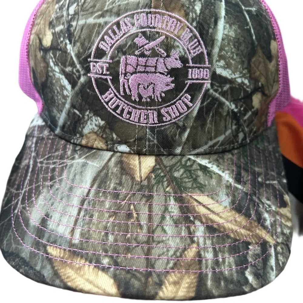 Custom made Camouflage Pink Trucker Hat Butcher Shop Dallas Country Club